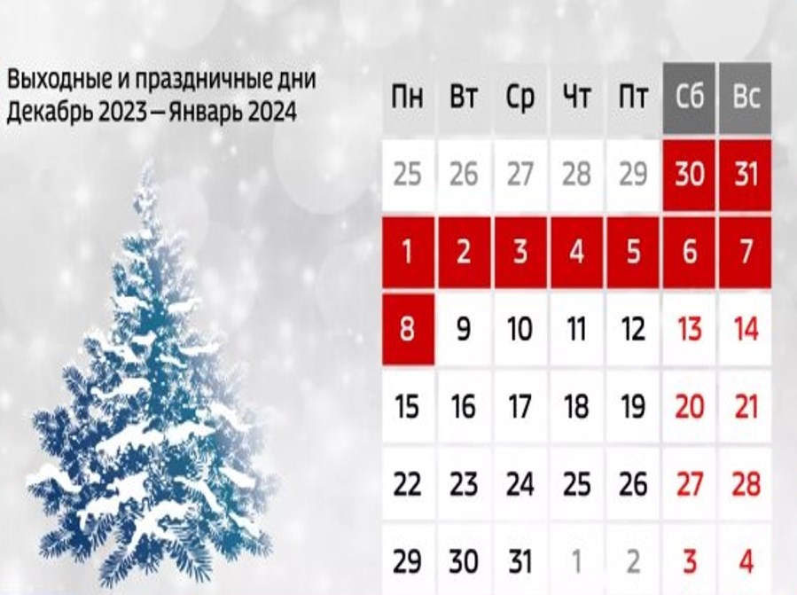 Новогодние каникулы-2024: сколько дней будем  отдыхать.
