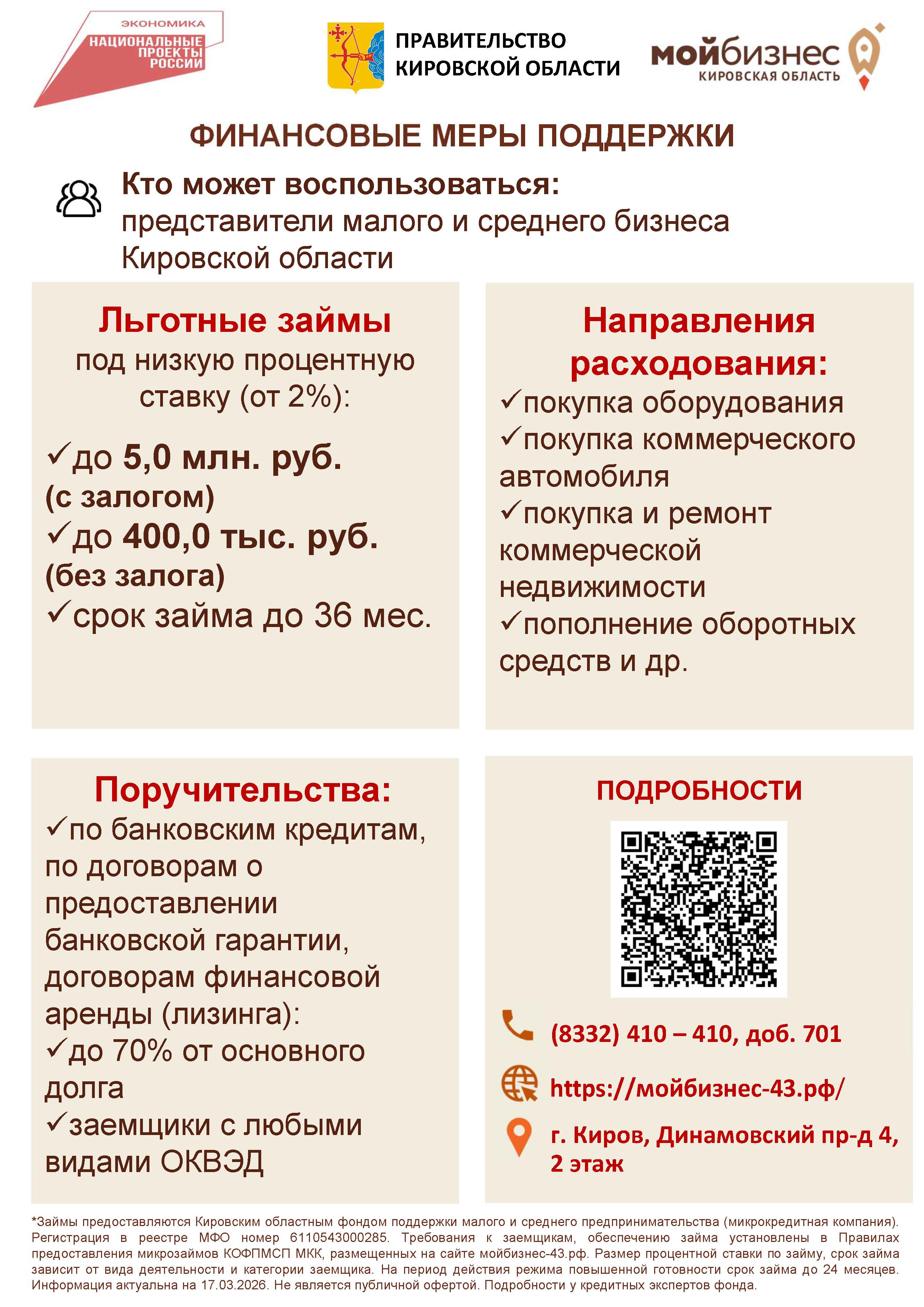 О мерах поддержки фондом "Мой бизнес".