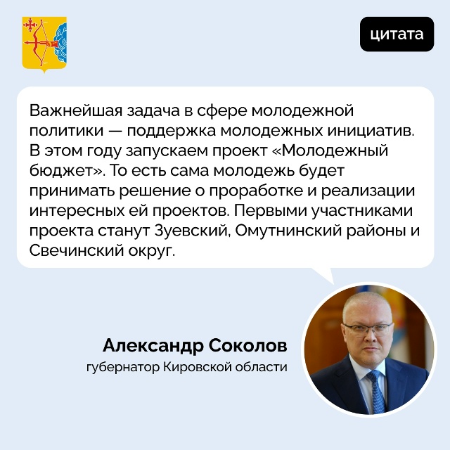 В Кировской области по инициативе Александра Соколова стартует проект «Молодежный бюджет».